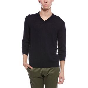 Bruno Magli Mens  Wool V-Neck Sweater, Blue